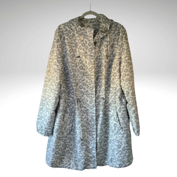 Miss Etam Lightweight Hooded Spring, Fall Leopard Print Rain Jacket 3/4 length - Picture 1 of 16
